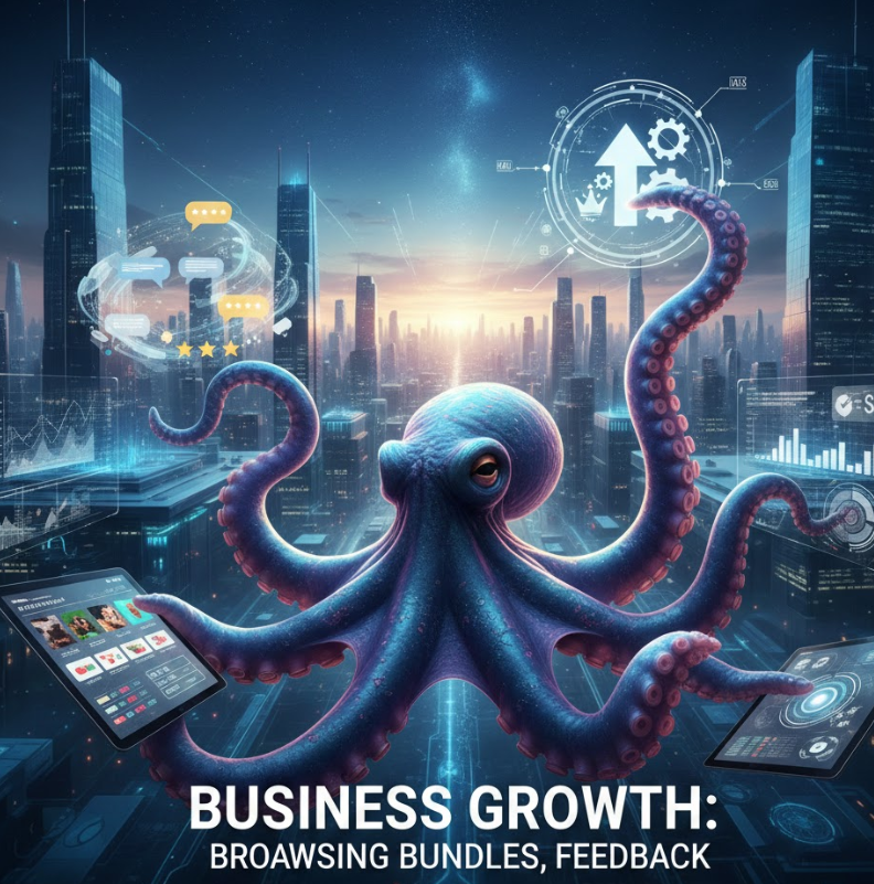 Business Growth Octopus Browsing Bundles Feedback Aheadicona​