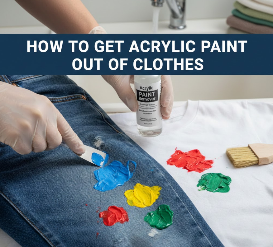 how to get acrylic paint out of clothes​