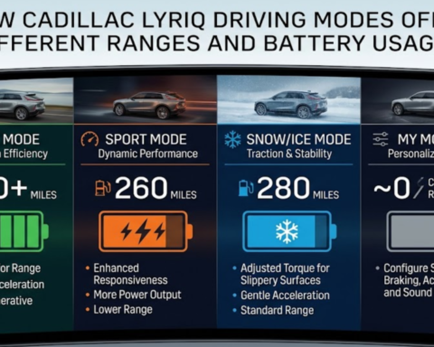 do the driving modes in cadillac lyriq offer different ranges or battery usages?